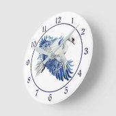 Horloge Ronde Flying Blue Swan Floral (Angle)