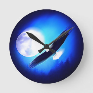 Horloge Ronde Flying Eagle & Moon
