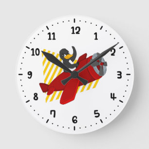 Horloge Ronde Flying penguin cartoon round clock