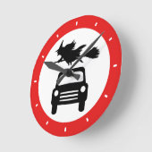 Horloge Ronde Flying Witch Road Sign Clock (Angle)
