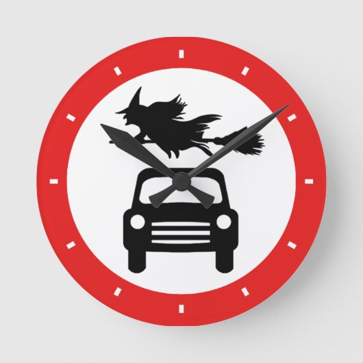 Horloge Ronde Flying Witch Road Sign Clock (Recto)