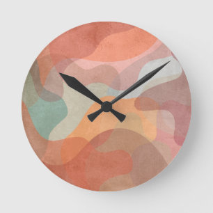 Horloge Ronde Fond de blobs pastel superposés abstraits