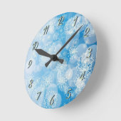 Horloge Ronde Fond de flocon de neige (Angle)