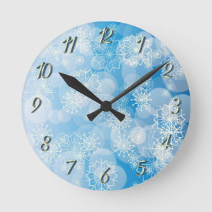 Horloge Ronde Fond de flocon de neige