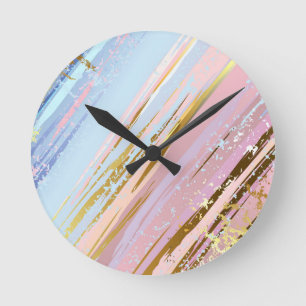 Horloge Ronde Fond rose texturé