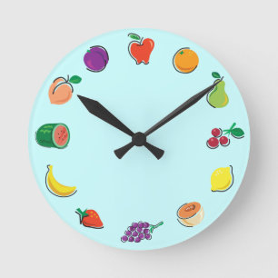 Horloge Ronde Food for Thought_Totally Fruity_light blue
