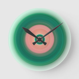 Horloge Ronde Forest Green et Salmon Pink