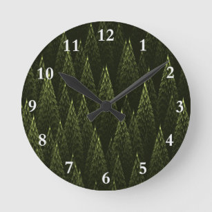 Horloge Ronde Forêt de conifères fractale