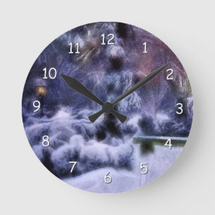 Horloge Ronde Forêt enneigée, merveilleux paysage d'hiver
