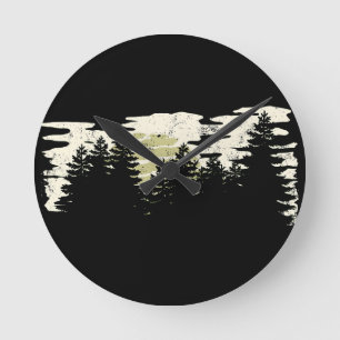Horloge Ronde Forêt foncée Nature hiver Vintage