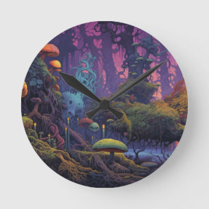 Horloge Ronde Forêt Trippy avec étrange
