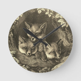 Horloge Ronde forêt vintage de renard