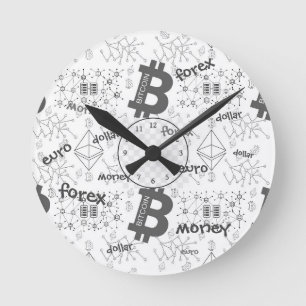 Horloge Ronde Forex, Argent, Euro, Dollar, chaîne de blocs de bi