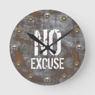 Horloge Ronde Formateur de fitness Pas d'excuse Rusty Metal Moti