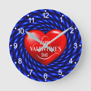 Horloge Ronde Forme cardiaque 3D Heureuse Sainte-Valentin-20220