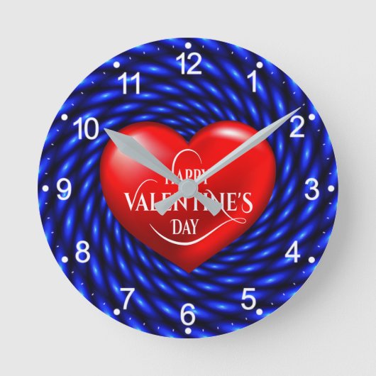 Horloge Ronde Forme cardiaque 3D Heureuse Sainte-Valentin-20220 (Recto)