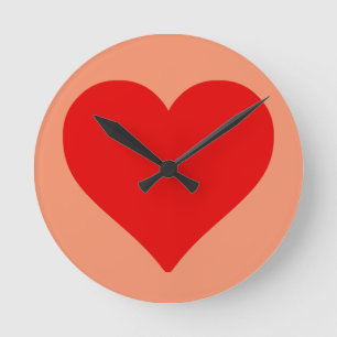 Horloge Ronde Forme de cœur rouge amour classique minimalisme