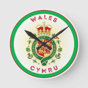 Horloge Ronde Forme du cercle d'insigne royal du Pays de Galles