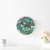 Horloge Ronde Fou de couleur vive (Maison)