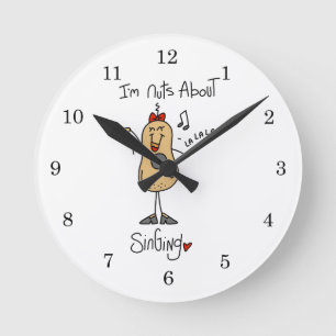 Horloge Ronde Fou de T-shirts et Cadeaux de Chant