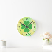 Horloge Ronde Four Leaf Clover St. Patrick's Day Design-87906 (Maison)