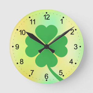 Horloge Ronde Four Leaf Clover St. Patrick's Day Design-87906