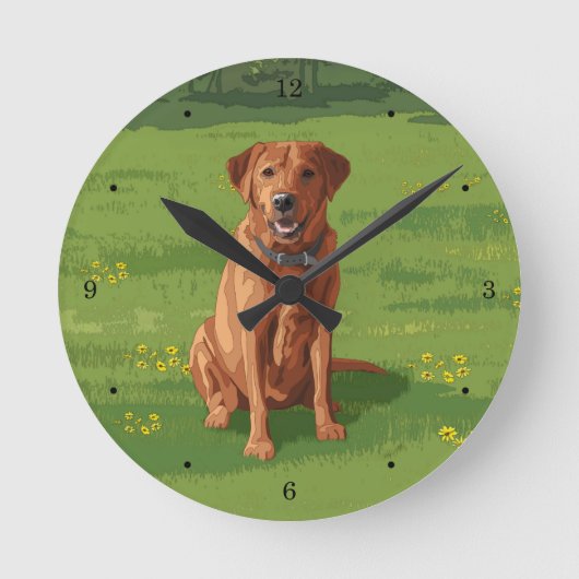 Horloge Ronde Fox Red Yellow Labrador Retriever Chien (Recto)