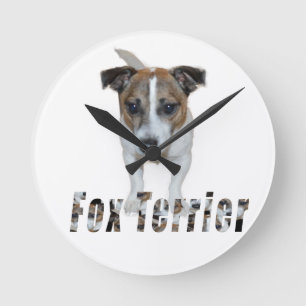 Horloge Ronde Fox Terrier et logo Fox Terrier,