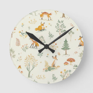 Horloge Ronde "Foxy Charm Wall Horloge"