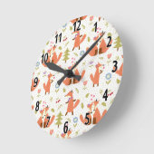 Horloge Ronde Foxy Forest Fox Clock (Angle)