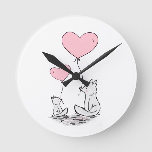Horloge Ronde Foxy Pink Hearts Clock (Recto)