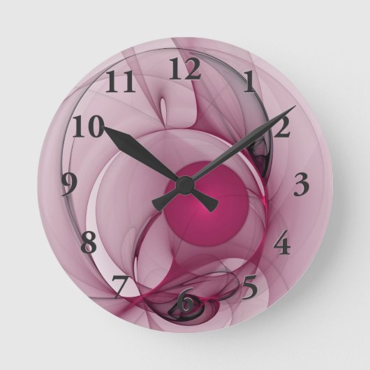 Horloge Ronde Fractal, moderne Berry Abstrait Art rose (Recto)