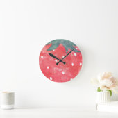 Horloge Ronde Fraise d'aquarelle mignonne (Maison)