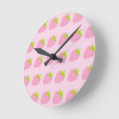 Horloge Ronde Fraises roses (Angle)
