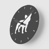 Horloge Ronde Français Bulldog Silhouette Gris et Amoureux des c (Angle)