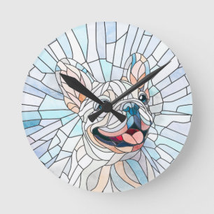 Horloge Ronde French Bulldog - Français - mosaïque pastel