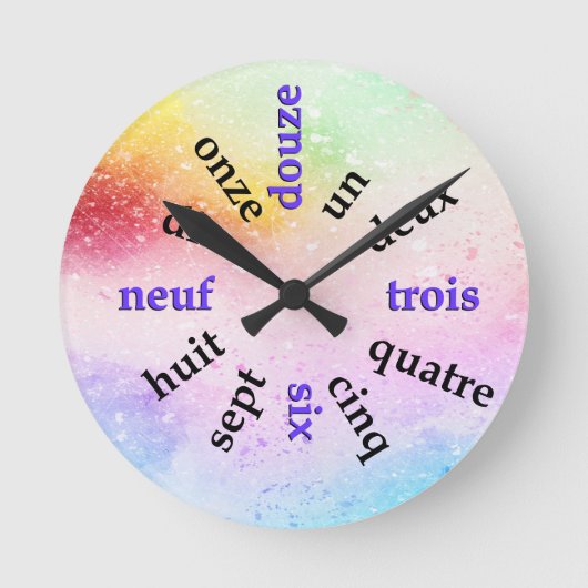 Horloge Ronde French Count 1-12 Cadeau pour enseignant (Recto)