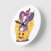 Horloge Ronde Frenchie Halloween (Angle)