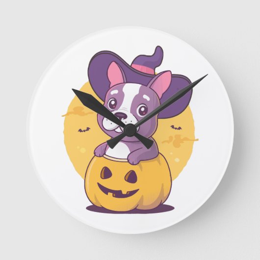 Horloge Ronde Frenchie Halloween (Recto)