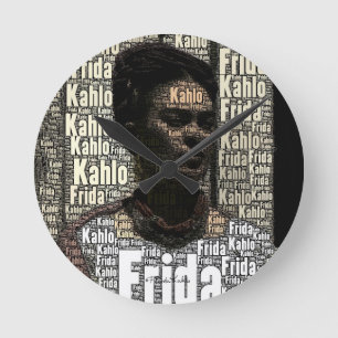 Horloge Ronde Frida Kahlo Lettering Portrait