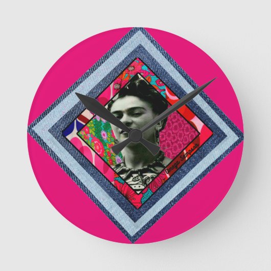 Horloge Ronde Frida Kahlo Retro Denim Diamond (Recto)