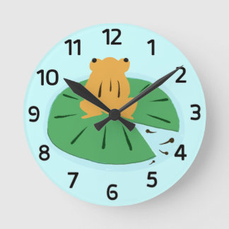 Horloge Ronde Frog and Tadpoles & Water Lily Wall Clock