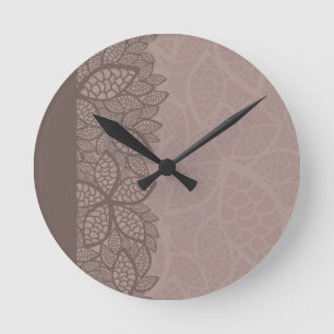 Horloge Ronde Frontière et arrière - plan de motif de feuille