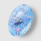 Horloge Ronde Frozen Ice & Snowflakes Winter Wonderland Sparkle (Angle)