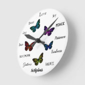 Horloge Ronde Fruit de l'Esprit Vertus chrétiennes Papillon (Angle)