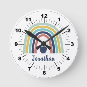 Horloge Ronde Fruit de pomme boho moderne personnalisé arc-en-ci