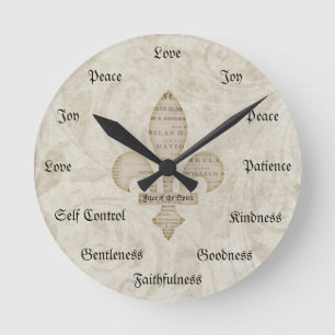 Horloge Ronde Fruit des vertus chrétiennes d'esprit vintages