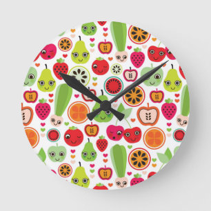 Horloge Ronde fruit enfants illustration pomme