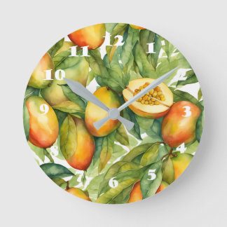 Horloge Ronde Fruits et feuilles de mangue