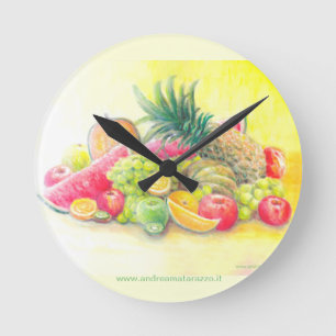 Horloge Ronde Fruits heureux   